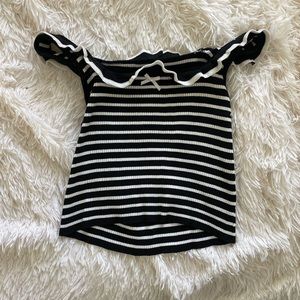 size xs black and white striped crop top